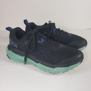 Hoka One Challenger 6 GTX Womens 7 Black Blue Running Shoes Gore-Tex Waterproof